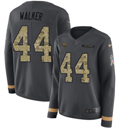 Nike Jaguars #44 Travon Walker Anthracite Salute to Service Women's Stitched NFL Limited Therma Long Sleeve Jersey