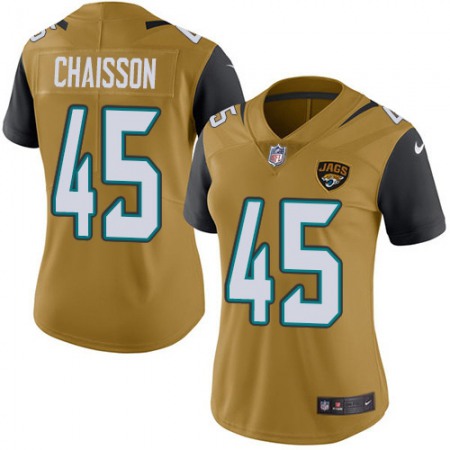 Nike Jaguars #45 K'Lavon Chaisson Gold Women's Stitched NFL Limited Rush Jersey