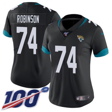 Nike Jaguars #74 Cam Robinson Black Team Color Women's Stitched NFL 100th Season Vapor Untouchable Limited Jersey