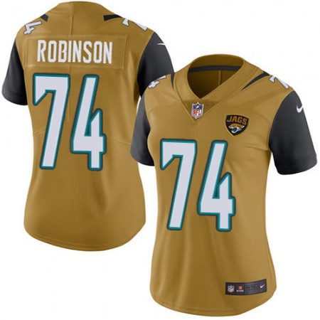 Nike Jaguars #74 Cam Robinson Gold Women's Stitched NFL Limited Rush Jersey