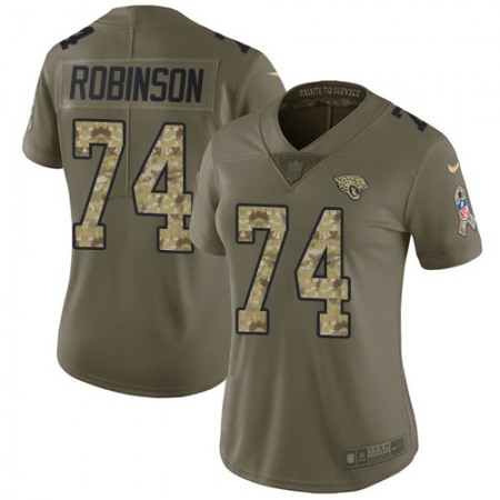 Nike Jaguars #74 Cam Robinson Olive/Camo Women's Stitched NFL Limited 2017 Salute To Service Jersey