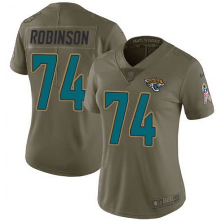 Nike Jaguars #74 Cam Robinson Olive Women's Stitched NFL Limited 2017 Salute To Service Jersey