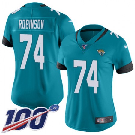 Nike Jaguars #74 Cam Robinson Teal Green Alternate Women's Stitched NFL 100th Season Vapor Untouchable Limited Jersey