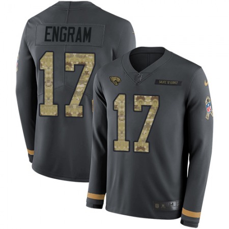 Nike Jaguars #17 Evan Engram Anthracite Salute to Service Youth Stitched NFL Limited Therma Long Sleeve Jersey