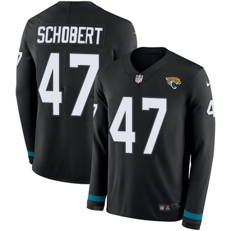 Nike Jaguars #47 Joe Schobert Black Team Color Youth Stitched NFL Limited Therma Long Sleeve Jersey