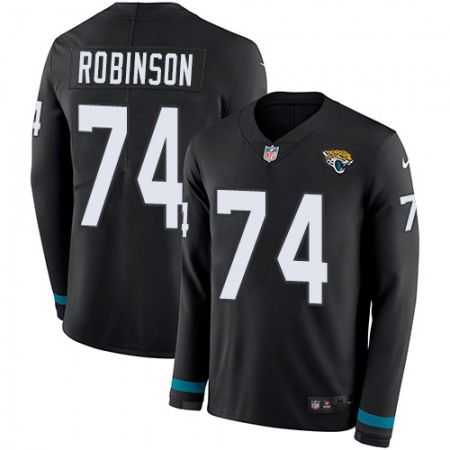 Nike Jaguars #74 Cam Robinson Black Team Color Youth Stitched NFL Limited Therma Long Sleeve Jersey