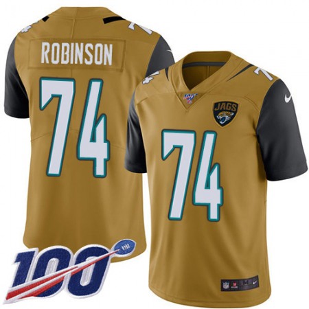 Nike Jaguars #74 Cam Robinson Gold Youth Stitched NFL Limited Rush 100th Season Jersey