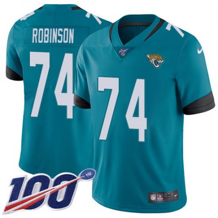 Nike Jaguars #74 Cam Robinson Teal Green Alternate Youth Stitched NFL 100th Season Vapor Limited Jersey