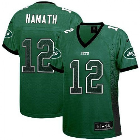 Nike Jets #12 Joe Namath Green Team Color Women's Stitched NFL Elite Drift Fashion Jersey