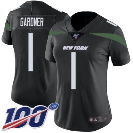 Nike Jets #1 Ahmad Sauce Gardner Black Alternate Women's Stitched NFL 100th Season Vapor Limited Jersey