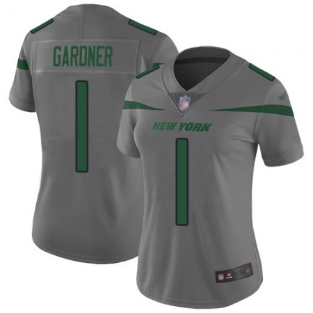Nike Jets #1 Ahmad Sauce Gardner Gray Women's Stitched NFL Limited Inverted Legend Jersey