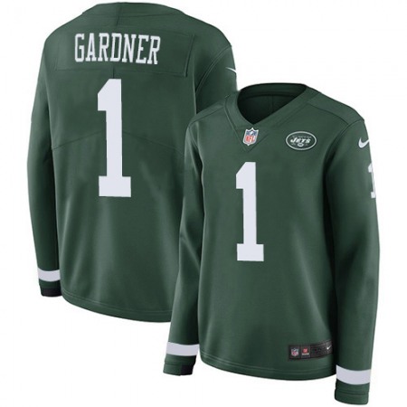 Nike Jets #1 Ahmad Sauce Gardner Green Team Color Women's Stitched NFL Limited Therma Long Sleeve Jersey