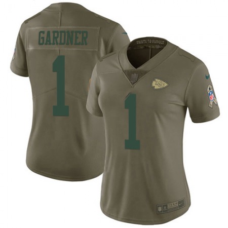 Nike Jets #1 Ahmad Sauce Gardner Olive Women's Stitched NFL Limited 2017 Salute To Service Jersey
