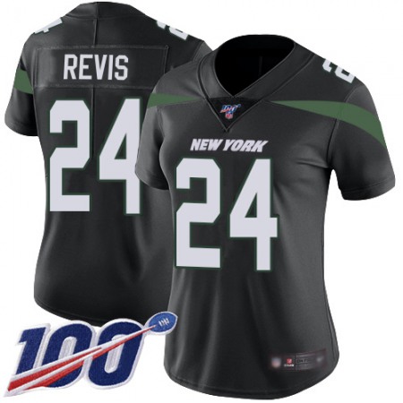 Nike Jets #24 Darrelle Revis Black Alternate Women's Stitched NFL 100th Season Vapor Limited Jersey