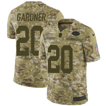 Nike Jets #20 Ahmad Sauce Gardner Camo Youth Stitched NFL Limited 2018 Salute To Service Jersey