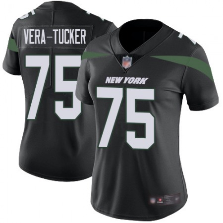 Nike Jets #75 Alijah Vera-Tucker Black Alternate Women's Stitched NFL Vapor Untouchable Limited Jersey