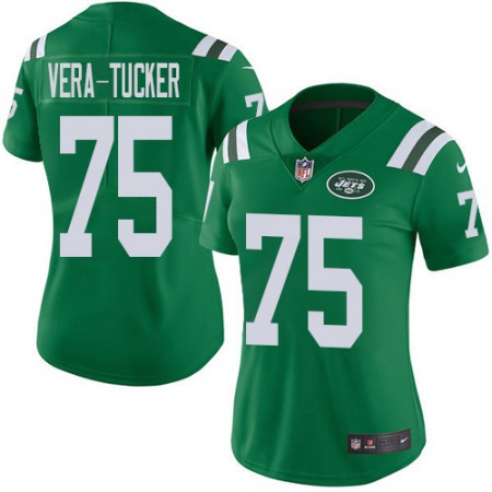 Nike Jets #75 Alijah Vera-Tucker Green Women's Stitched NFL Limited Rush Jersey