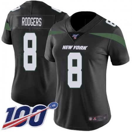 Nike Jets #8 Aaron Rodgers Black Alternate Women's Stitched NFL 100th Season Vapor Limited Jersey