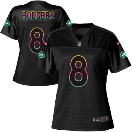 Nike Jets #8 Aaron Rodgers Black Women's NFL Fashion Game Jersey
