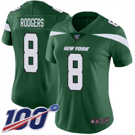 Nike Jets #8 Aaron Rodgers Green Team Color Women's Stitched NFL 100th Season Vapor Untouchable Limited Jersey