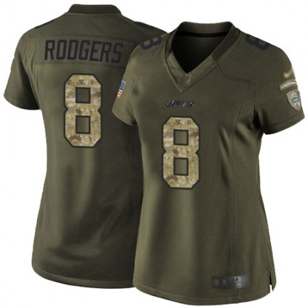 Nike Jets #8 Aaron Rodgers Green Women's Stitched NFL Limited 2015 Salute to Service Jersey
