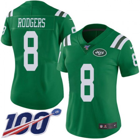 Nike Jets #8 Aaron Rodgers Green Women's Stitched NFL Limited Rush 100th Season Jersey