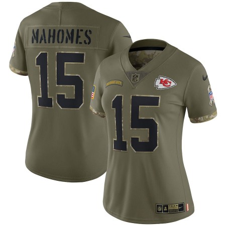 Kansas City Chiefs #15 Patrick Mahomes Nike Women's 2022 Salute To Service Limited Jersey - Olive
