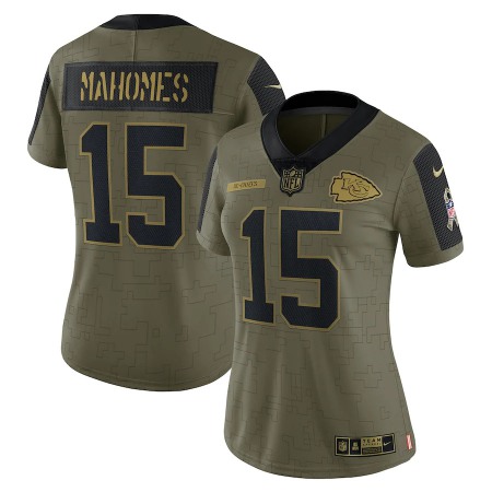 Kansas City Chiefs #15 Patrick Mahomes Olive Nike Women's 2021 Salute To Service Limited Player Jersey