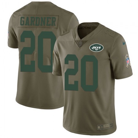 Nike Jets #20 Ahmad Sauce Gardner Olive Youth Stitched NFL Limited 2017 Salute To Service Jersey