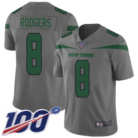Nike Jets #8 Aaron Rodgers Gray Youth Stitched NFL Limited Inverted Legend 100th Season Jersey