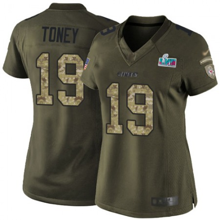 Nike Chiefs #19 Kadarius Toney Green Super Bowl LVII Patch Women's Stitched NFL Limited 2015 Salute to Service Jersey