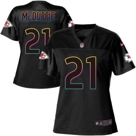 Nike Chiefs #21 Trent McDuffie Black Women's NFL Fashion Game Jersey