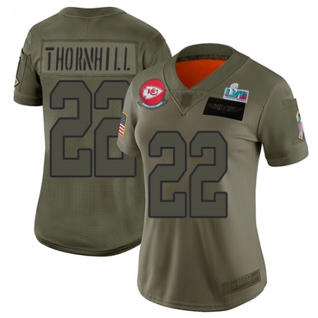 Nike Chiefs #22 Juan Thornhill Camo Super Bowl LVII Patch Women's Stitched NFL Limited 2019 Salute To Service Jersey