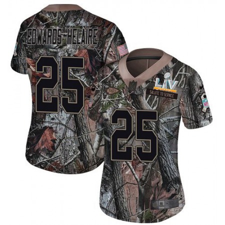 Nike Chiefs #25 Clyde Edwards-Helaire Camo Women's Super Bowl LV Bound Stitched NFL Limited Rush Realtree Jersey