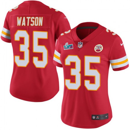 Nike Chiefs #35 Jaylen Watson Red Team Color Super Bowl LVII Patch Women's Stitched NFL Vapor Untouchable Limited Jersey