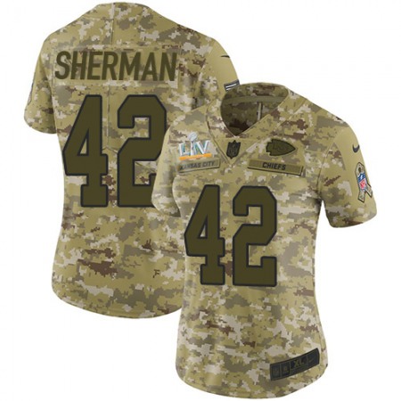 Nike Chiefs #42 Anthony Sherman Camo Women's Super Bowl LV Bound Stitched NFL Limited 2018 Salute To Service Jersey