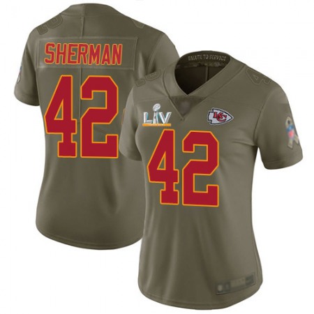 Nike Chiefs #42 Anthony Sherman Olive Women's Super Bowl LV Bound Stitched NFL Limited 2017 Salute To Service Jersey
