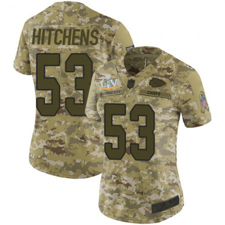 Nike Chiefs #53 Anthony Hitchens Camo Women's Super Bowl LV Bound Stitched NFL Limited 2018 Salute To Service Jersey