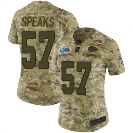 Nike Chiefs #57 Orlando Brown Jr. Camo Super Bowl LVII Patch Women's Stitched NFL Limited 2018 Salute To Service Jersey