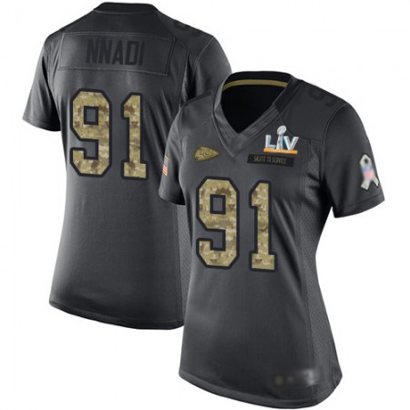 Nike Chiefs #91 Derrick Nnadi Black Women's Super Bowl LV Bound Stitched NFL Limited 2016 Salute to Service Jersey