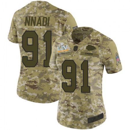 Nike Chiefs #91 Derrick Nnadi Camo Women's Super Bowl LV Bound Stitched NFL Limited 2018 Salute To Service Jersey