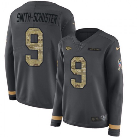 Nike Chiefs #9 JuJu Smith-Schuster Anthracite Salute to Service Women's Stitched NFL Limited Therma Long Sleeve Jersey