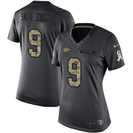Nike Chiefs #9 JuJu Smith-Schuster Black Women's Stitched NFL Limited 2016 Salute to Service Jersey