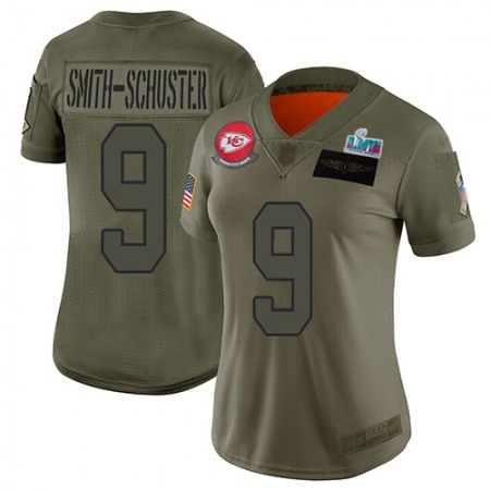 Nike Chiefs #9 JuJu Smith-Schuster Camo Super Bowl LVII Patch Women's Stitched NFL Limited 2019 Salute To Service Jersey
