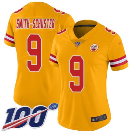 Nike Chiefs #9 JuJu Smith-Schuster Gold Women's Stitched NFL Limited Inverted Legend 100th Season Jersey