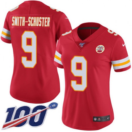 Nike Chiefs #9 JuJu Smith-Schuster Red Team Color Women's Stitched NFL 100th Season Vapor Limited Jersey