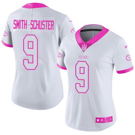 Nike Chiefs #9 JuJu Smith-Schuster White/Pink Women's Stitched NFL Limited Rush Fashion Jersey