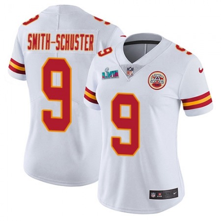 Nike Chiefs #9 JuJu Smith-Schuster White Super Bowl LVII Patch Women's Stitched NFL Vapor Untouchable Limited Jersey