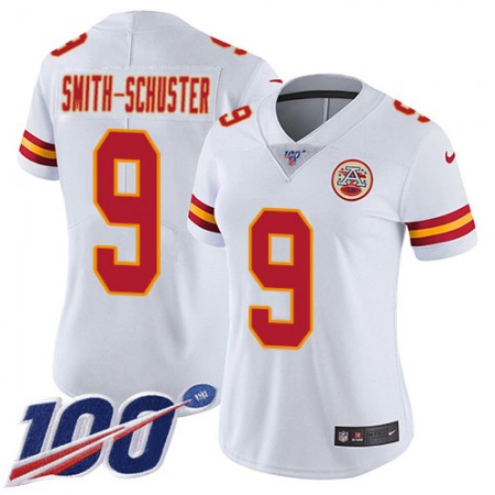Nike Chiefs #9 JuJu Smith-Schuster White Women's Stitched NFL 100th Season Vapor Limited Jersey