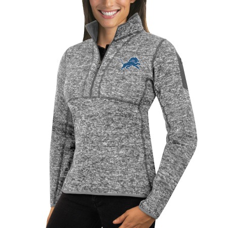 Detroit Lions Antigua Women's Fortune Half-Zip Sweater Heather Gray